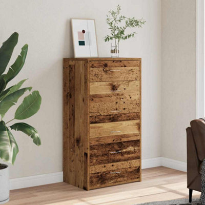 Berkfield Sideboard With 6 Drawers Old Wood 50X34X96 Cm Engineered Wood - image 1
