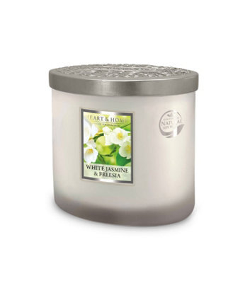 Heart and Home Heart & Home White Jasmine & Freesia  Twin Wick Ellipse Soy Candle - 40 Hours Burn - image 1