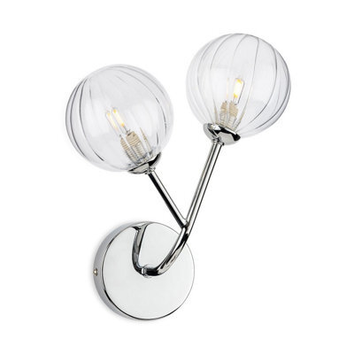Luminosa Lighting Luminosa Groves Globe 2 Light Wall Chrome With Clear Decorative Glass 2Xg9
