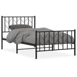 Berkfield Metal Bed Frame Without Mattress With Footboard Black 100X190Cm - thumbnail 2