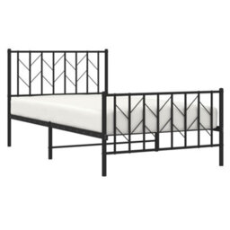 Berkfield Metal Bed Frame Without Mattress With Footboard Black 100X190Cm - thumbnail 3