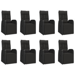 Berkfield 9 Piece Garden Dining Set Black Poly Rattan&solid Wood Acacia - thumbnail 4
