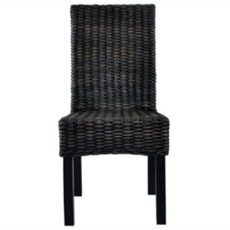 Berkfield Dining Chairs 2 Pcs Black Kubu Rattan And Mango Wood - thumbnail 3