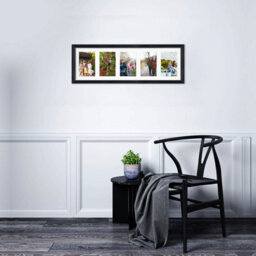 AK Frames 26X8 Black Classic Multi Photo Frame With White Mount - Holds 5 Apertures (5X) 6X4 Photos - thumbnail 3