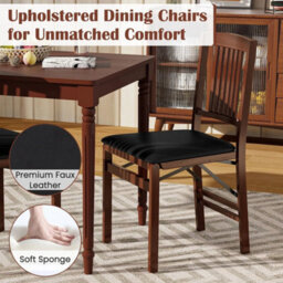 Folding Dining Chairs Set Of 2 Upholstered Kitchen Chairs With Padded Seat - thumbnail 6