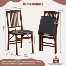Folding Dining Chairs Set Of 2 Upholstered Kitchen Chairs With Padded Seat - thumbnail 2