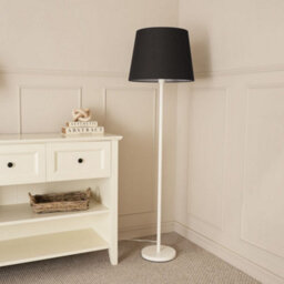 Valuelights Charles White Floor Lamp With Black Tapered Shade And Bulb - thumbnail 5