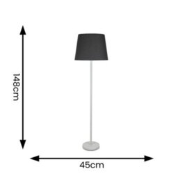 Valuelights Charles White Floor Lamp With Black Tapered Shade And Bulb - thumbnail 8