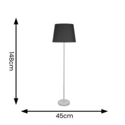 Valuelights Charles White Floor Lamp With Black Tapered Shade And Bulb - thumbnail 6