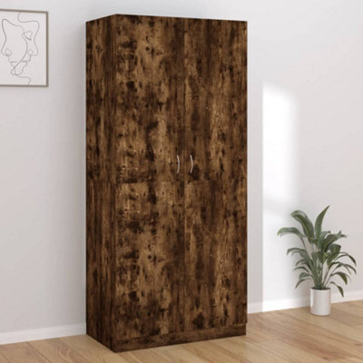 Berkfield Wardrobe Smoked Oak 90X50X200 Cm Engineered Wood - image 1