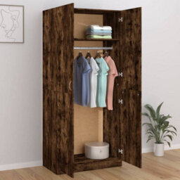 Berkfield Wardrobe Smoked Oak 90X50X200 Cm Engineered Wood - thumbnail 6