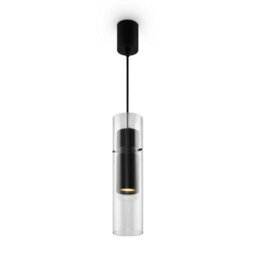 Luminosa Lighting Luminosa Dynamics Modern Slim Pendant Ceiling Light Black 1Xgu10 Glass Shade - thumbnail 1