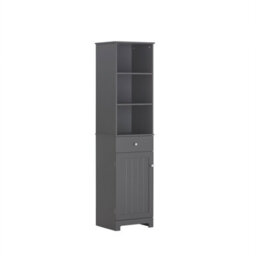 Sobuy Bzr17-Dg, Bathroom Storage Cabinet With 3 Shelves 1 Drawer 1 Cabinet, Grey,w40Xd35Xh161.5 - thumbnail 1