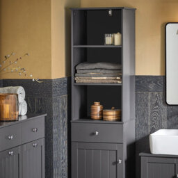 Sobuy Bzr17-Dg, Bathroom Storage Cabinet With 3 Shelves 1 Drawer 1 Cabinet, Grey,w40Xd35Xh161.5 - thumbnail 7