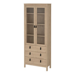 Furniture To Go Barcelona China Cabinet 2 Doors With Glass + 3 Drawers In Jackson Hickory Oak - thumbnail 3