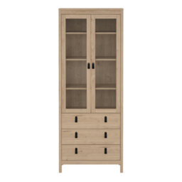 Furniture To Go Barcelona China Cabinet 2 Doors With Glass + 3 Drawers In Jackson Hickory Oak - thumbnail 2