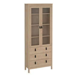 Furniture To Go Barcelona China Cabinet 2 Doors With Glass + 3 Drawers In Jackson Hickory Oak - thumbnail 1