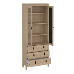 Furniture To Go Barcelona China Cabinet 2 Doors With Glass + 3 Drawers In Jackson Hickory Oak - thumbnail 5