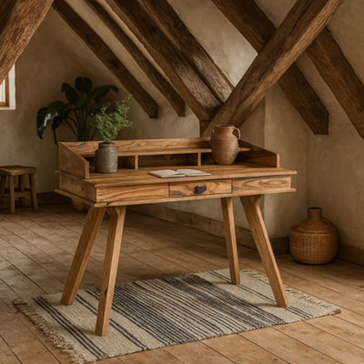 Wyld Haus New York Sheesham Wood Study Desk 1 Drawer Top Shelf - image 1