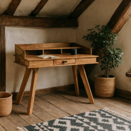 Wyld Haus New York Sheesham Wood Study Desk 1 Drawer Top Shelf - thumbnail 2