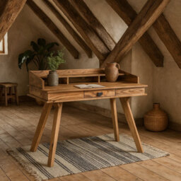 Wyld Haus New York Sheesham Wood Study Desk 1 Drawer Top Shelf - thumbnail 1