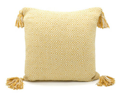 Velosso Shabby Chic Woven Texture Sofa Cushion, Zip Closure, Machine Washable, Decorative Cushion, Living Room Decor - Ochre