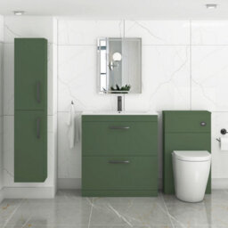 Royal Bathrooms Turin 800mm Floor Standing Vanity Unit Matt Green 2 Drawer Minimalist Basin With Matt Black Handles - thumbnail 4