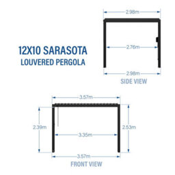 Backyard Discovery Sarasota Louvered Steel Outdoor Patio Pergola With Powerport 3.6M X 3M (12Ft X 10Ft) - thumbnail 7