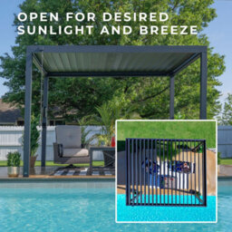 Backyard Discovery Sarasota Louvered Steel Outdoor Patio Pergola With Powerport 3.6M X 3M (12Ft X 10Ft) - thumbnail 6