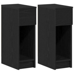 Berkfield Bedside Cabinets With Drawer 2 Pcs Black Oak 20X36X60 Cm - thumbnail 2