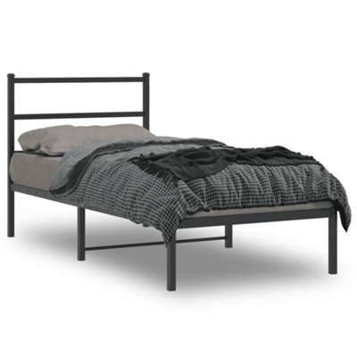 Berkfield Metal Bed Frame Without Mattress With Headboard Black 90X190Cm - image 1