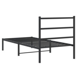 Berkfield Metal Bed Frame Without Mattress With Headboard Black 90X190Cm - thumbnail 7