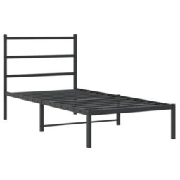 Berkfield Metal Bed Frame Without Mattress With Headboard Black 90X190Cm - thumbnail 3