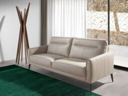 Angel Cerda Elegant 3-Seater Sofa In Taupe Grey Leather For Modern Living Rooms - thumbnail 2