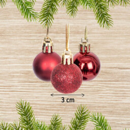 Shatchi 30mm/24Pcs Christmas Baubles Shatterproof Dark Red, Christmas Tree Decorations - thumbnail 4