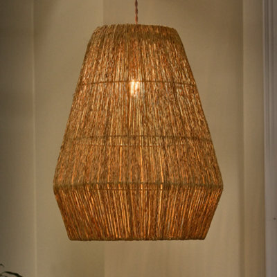 Dibor Traditional Style Jute Pendant Easy Fit Ceiling Light Shade H46 X D30Cm - image 1