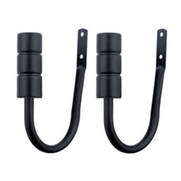 A.unique Home Pair Of Plain Barrel Metal Holdbacks With Fittings - Matte Black - thumbnail 3