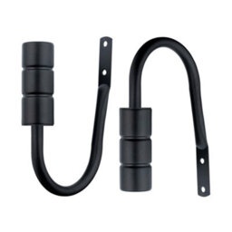 A.unique Home Pair Of Plain Barrel Metal Holdbacks With Fittings - Matte Black - thumbnail 4