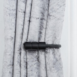 A.unique Home Pair Of Plain Barrel Metal Holdbacks With Fittings - Matte Black - thumbnail 5
