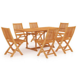 Berkfield 7 Piece Garden Dining Set Solid Teak Wood - thumbnail 2