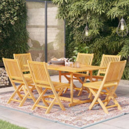Berkfield 7 Piece Garden Dining Set Solid Teak Wood