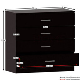Modern Black Bedroom Furniture Set Include Bedside, Chest Of Drawers, Wardrobe - thumbnail 3