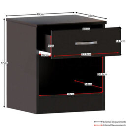 Modern Black Bedroom Furniture Set Include Bedside, Chest Of Drawers, Wardrobe - thumbnail 4