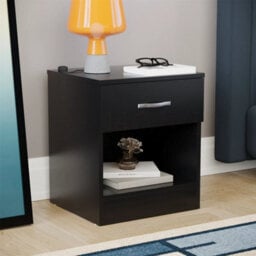 Modern Black Bedroom Furniture Set Include Bedside, Chest Of Drawers, Wardrobe - thumbnail 5