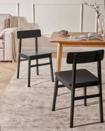 Beliani Set Of 2 Dining Chairs Gorre Wood Black - thumbnail 2
