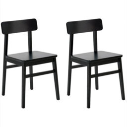 Beliani Set Of 2 Dining Chairs Gorre Wood Black - thumbnail 1
