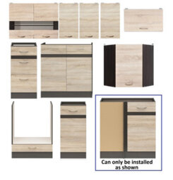 Impact Furniture Kitchen Left Corner Set 11 Cabinet Unit Oak Wenge Effect Freestanding Cupboard Complete Diy Fitted Kitchen Junona - thumbnail 2