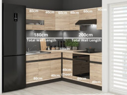 Impact Furniture Kitchen Left Corner Set 11 Cabinet Unit Oak Wenge Effect Freestanding Cupboard Complete Diy Fitted Kitchen Junona - thumbnail 5