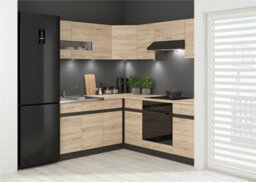Impact Furniture Kitchen Left Corner Set 11 Cabinet Unit Oak Wenge Effect Freestanding Cupboard Complete Diy Fitted Kitchen Junona