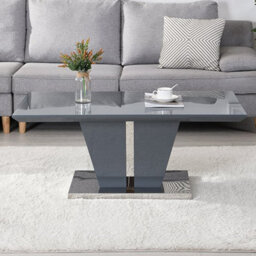 Furniture in Fashion Memphis High Gloss Coffee Table In Grey With Glass Top - thumbnail 2